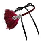 Maxbell 1920S Feather Headband Feather Headpiece for Theme Party Performances Stage 1 Piece Wine Red