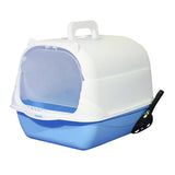 Maxbell Hooded Cat Litter Box Enclosed and Covered Cat Toilet Durable Pet Litter Box Blue