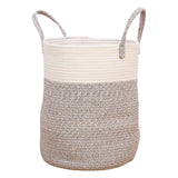 Maxbell Soft Blanket Holder Bin Woven Baskets for Storage for Living Room, Playroom white gray