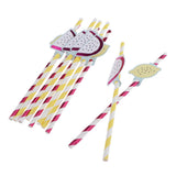 Max 10Pieces Colorful Lemon Pitaya Decortative Paper Straws Birthday Tableware