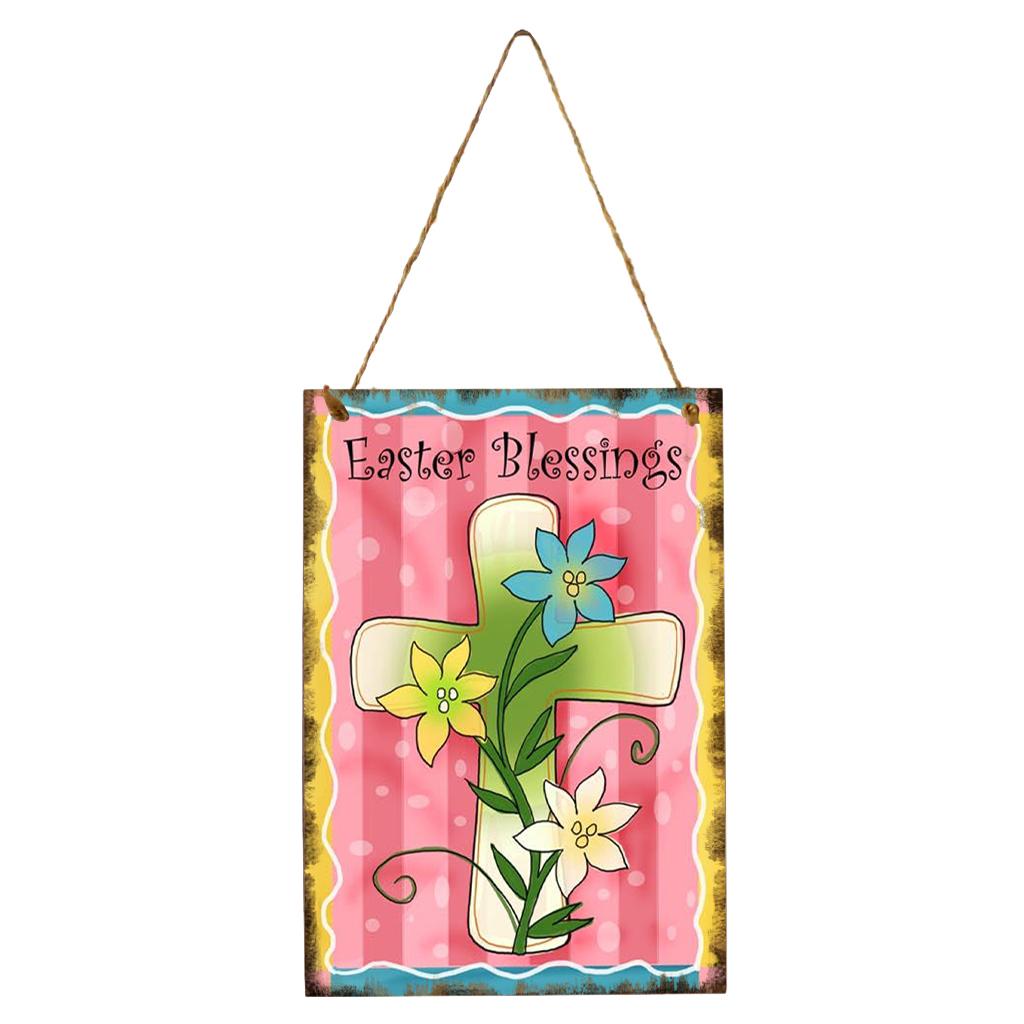 Maxbell Happy Easter Hanging Ornament Spring Bunny Plaque Party Door Home Decoration Cross 1