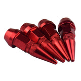 Max 4 Pieces Car Auto Moto Spike Shape Tire Stem Valve Cap Red