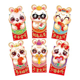 Maxbell 6 Pieces Chinese New Year Red Envelopes Chinese Hongbao Paper for Party Style D