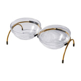 Maxbell Portable Dog Elevated Bowls Double Glass Bowls Pet Dishes Drinker for Puppy Aureate