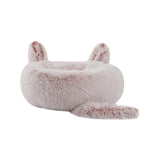 Maxbell Plush Cats Warm House Nonslip Bottom Pet Blanket Bed for Puppy Indoor Cats Grey Pink 80cm