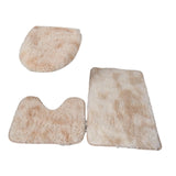 Maxbell 3Pcs bath Mats Set with Toilet Lid Cover Absorbent for Bathtubs Tub light brown