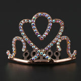 Max Princess Crystal Crown Mini Tiara with Comb Headpiece Jewlery Rose gold