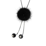 Maxbell Mink Wool Fur PomPom Winter Sweater Chain Women Long Hanging Ornaments Black