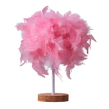 Maxbell Modern Feather Table Lamp Desk Light Romantic for Wedding Dorm Study Room Pink