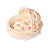 Maxbell Cave Cat Bed Dog Tent Strawberry Decorative Sleeping Calming Warm Pet House