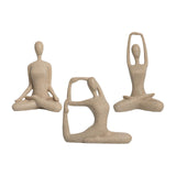 Maxbell 3Pcs Yoga Pose Statue Figurine Housewarming Indoor Yoga Figure Sculpture