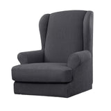 Max Jacquard Stretch Wing Back Armchair Cover Wingback Sofa Slipcover Deep Grey