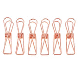 Maxbell Hollow Metal Long Tail Binder Clips Paper Clips 6 Pieces 5.3x2cm Rose gold