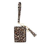 Maxbell ID Card Holder Women Bracelets Zipper Case Leather Key Chain Female Leopard print