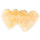 Max Heart Shaped Area Rug, Artificial Wool Shaggy Floor Mat Carpet Beige