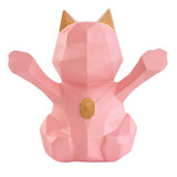 Max 3D Abstract Lucky Cat Sculpture Geometric Resin Animal Statue Decor Pink S