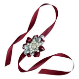 Max Bride Wrist Flowers Corsage Bracelet Hand Flower Wedding Costume Wine Red