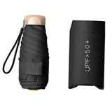 Maxbell Mini Sun Protection Umbrella with Case for Men and Women Sturdy Car Umbrella Black