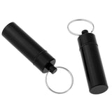 Maxbell 2Pcs Waterproof Aluminum Pill Box Case Bottle Cache Drug Holder Keychain Flat Black