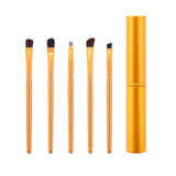 Max 5pcs Wooden Handle Nylon Eye Makeup Brushes Eyeshadow Eyebrow Blender Brush Golden