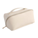 Maxbell Portable Travel Toiletry Bag PU Leather Handbag Waterproof Women Girls white