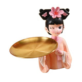 Maxbell Creative Girl Figurine Jewelry Trinket Storage Home Table Decor Cookie