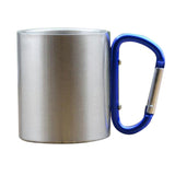 Max Carabiner Cups Camping Mug Outdoor Travel Metal Hiking Climbing 150ml Blue