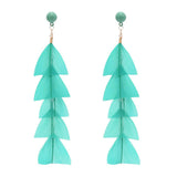 Maxbell 15cm Long Feather Earring Bohemian Handmade Dangle Studs Earrings Green