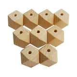 Maxbell 20 Pieces Unpainted Natural Geometric Faceted Unfinished Wooden Beads  10mm
