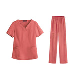 Maxbell women Nurse Uniform Multi Pockets Soft Top Pants Set for Massaging XL orange