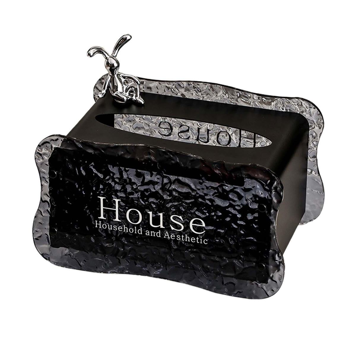 Maxbell Tissue Box Holder Decorative Luxury Napkin Holder for Restaurant Bedroom Car black bunny