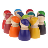 Max 12 Pieces Rainbow Wooden Peg Dolls People Dolls Decorative Craft Kids Toys