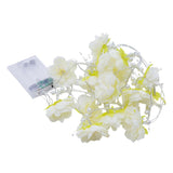 Maxbell Imported Cream White Rose Bulb Flower Garland Lamp Battery Opetated LED String Light