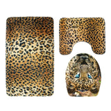 Max Maxb 3 Pieces Flannel Toilet Lid Non Slip Bath Mat Bathroom Rug Set Leopard