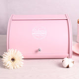Maxbell Iron Bread Box Retro Bread Bin Cake Basket Storage Organizer Pink