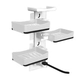 Maxbell Soap Dish Holder Shelves with Towel Bar Organizer for Bathroom Tub Kitchen White
