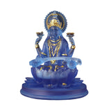 Maxbell Hindu Saraswati Sitting On Lotus Figurines indian Sculpture for Desktop Blue