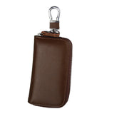 Maxbell Mens Key Holders Casual Bifold Genuine Cow Leather Key Bag Key Case Brown