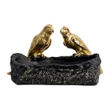 Maxbell Resin Parrot Statues Vanity Tray Figurine Sculptures Living Room Storage Box Black