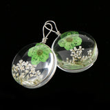 Maxbell 2 Pieces Resin Pendant Dried Flower Jewelry Making 20mm Glass Round Green