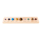 Maxbell 9 Planets Solar System Desktop Decor Wooden Stand Display for Kids Men Adults