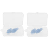 Max 2 Pairs Reusable Silicone Earplugs for Airplane Travel Sleep Silence Blue