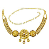 Maxbell 110-115cm Crystal Flower Green Stone Pearl Gold Belly Chains for Waist Type4