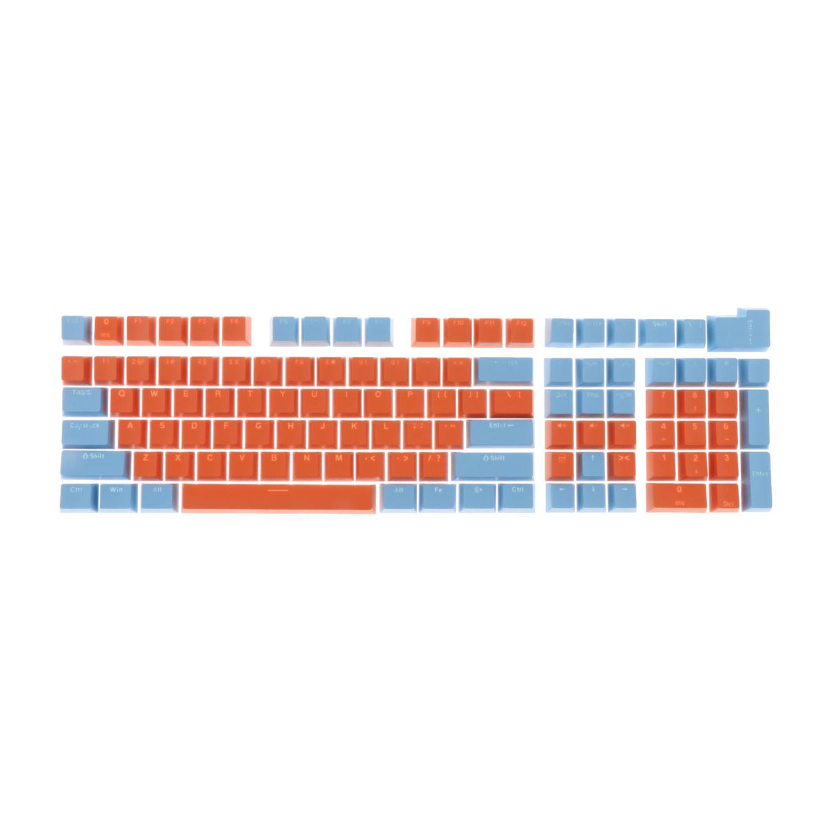 Maxbell Keycaps Set Backlit Two Color Key Caps for Mechanical Keyboards 980K 87 Keys Light Blue,Orange