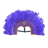 Maxbell Fashion Feather Headdress Art Headpiece for Stage Performance Photo Props Violet