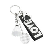 Maxbell Sports Mini Badminton Keychain Keyring with Wrist Lanyard for Kids Men Black
