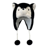 Maxbell Husky Plush Hat with Ear Flaps Cute Cosplay Costume Cap Cartoon Animal Black