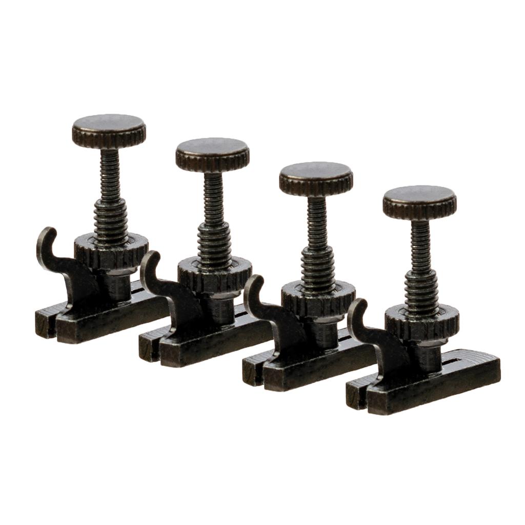 Maxbell 4pcs Violin String Fine Tuner Violin Adjuster Part for 4/4 3/4 Violin Black