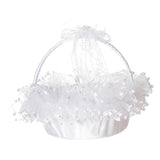 Maxbell Flower Girl Basket Bowknot Flower Candy Baskets 8'' x 8'' Decor for Holiday White