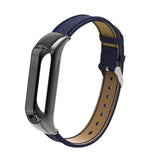 Max Leather Strap Wrist Strap Smart Band Accessories for Xiaomi Band 3 Dark Blue